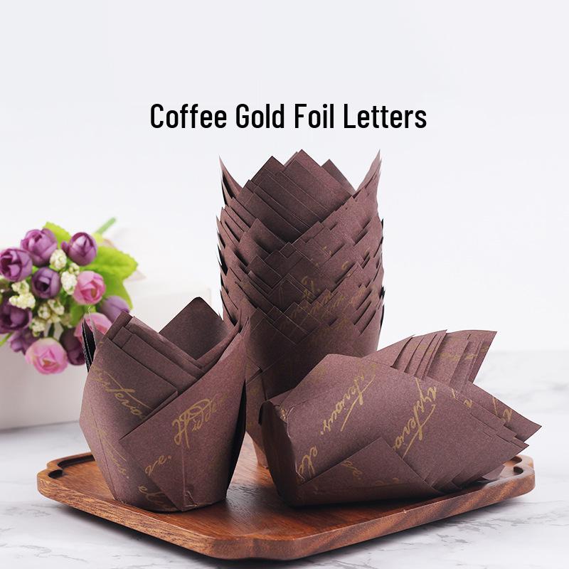 Mehrfarbige Flammen Hochtemperatur Ölfest Tulpenförmige Cupcake-Förmchen