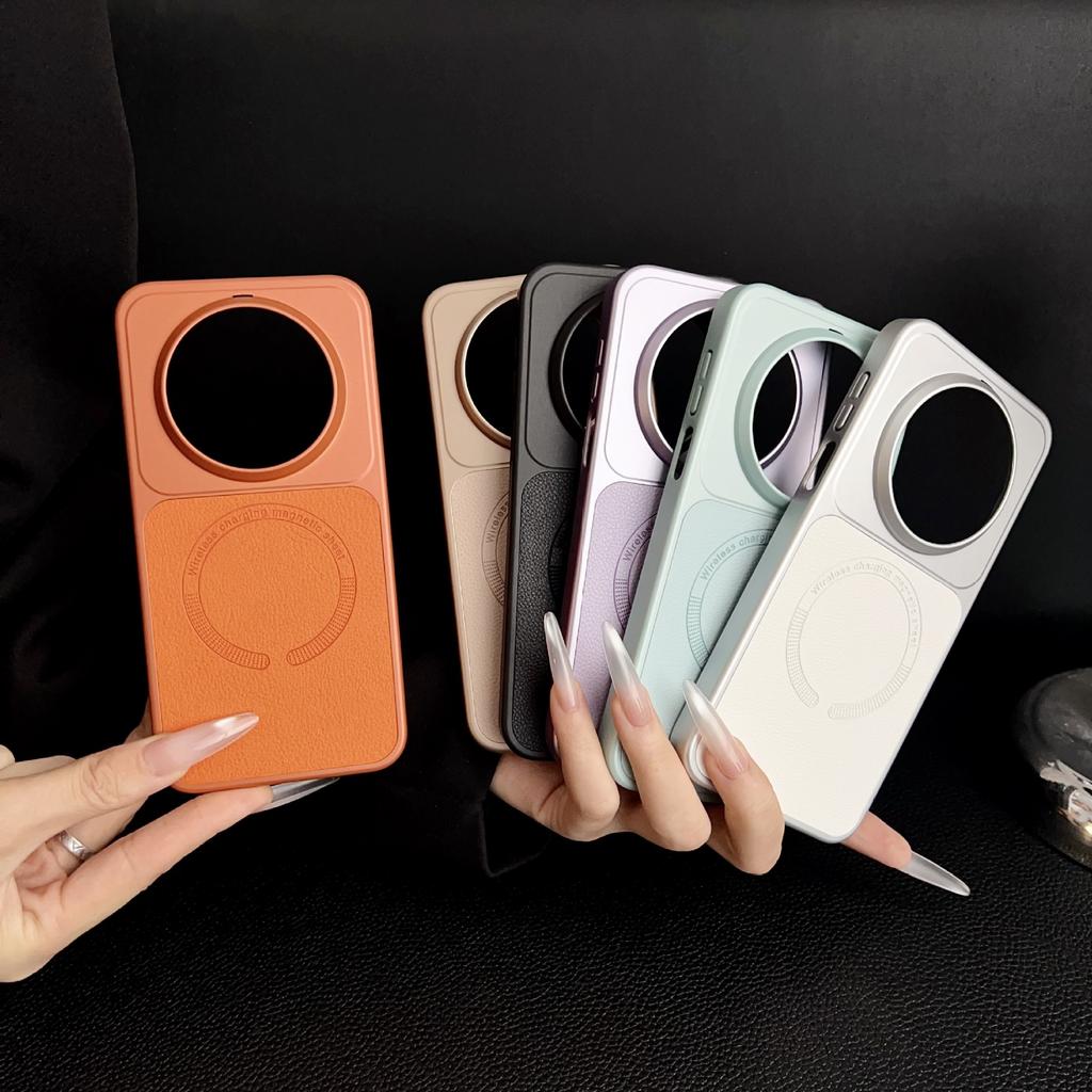 Litchi pattern magnetic attraction is suitable for Huawei Pura90ProMax mobile phone case Mate80 pigmented leather anti-drop hard sheath
