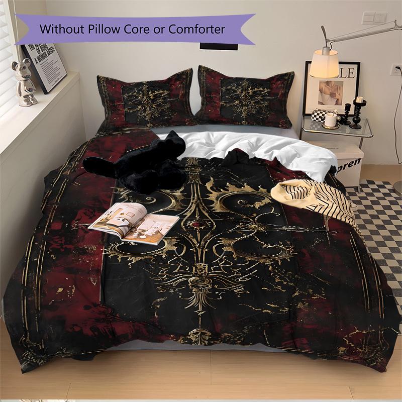 

3pcs Gothic Ornament Bedding Set. Soft and Comfortable with No Core Included (1x Duvet Cover + 2x Pillow Covers) yy251009254 135x200cm