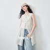 Chuyu Women's Cotton Embroidered Sleeveless Ruffle Blouse
