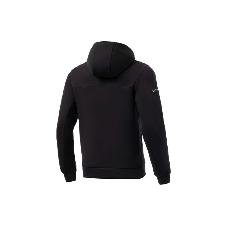 Lining Fitness Series Casual Reflective Hoodie Jacket Men Outerwear Black AWDR891-1