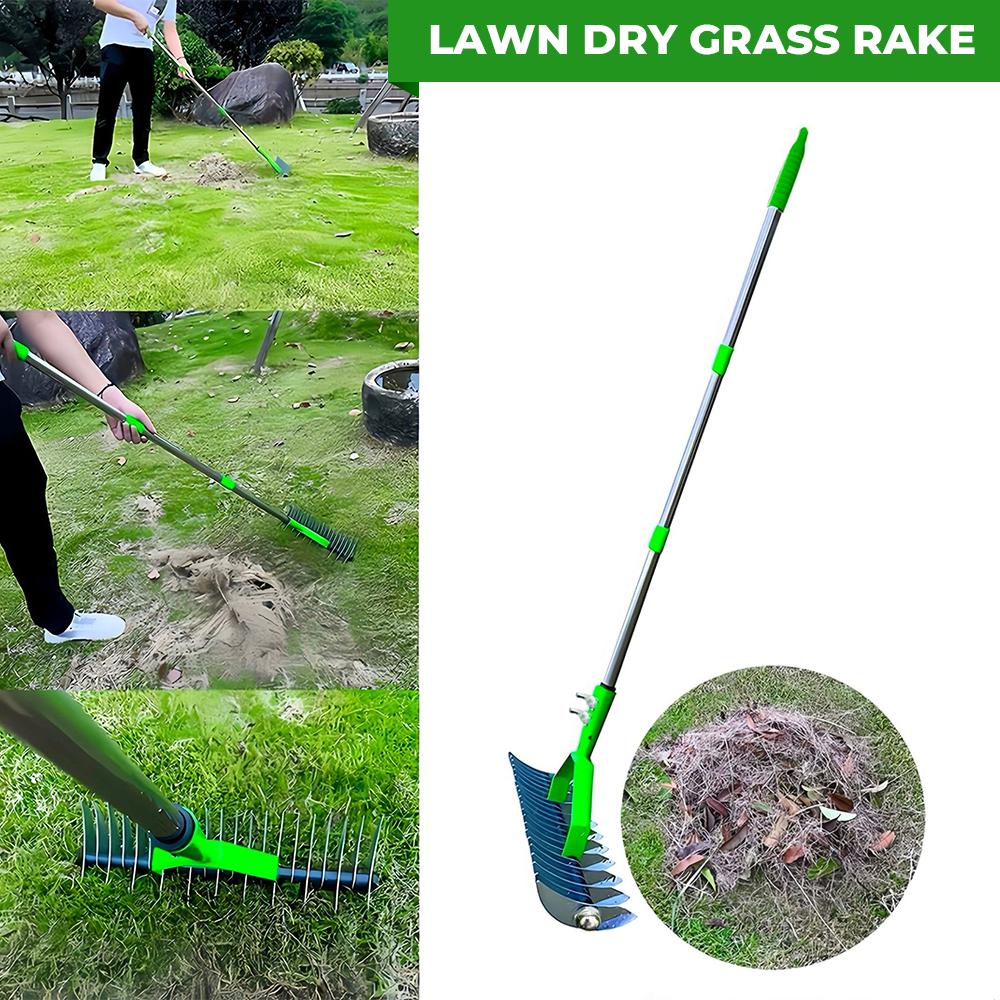 Detachable Lawn Rake Thatch Rake for Lawn Care Dethatching Rake Garden Leaf Rake Soil Cultivator Lawn Grass Rake Aerator Tool