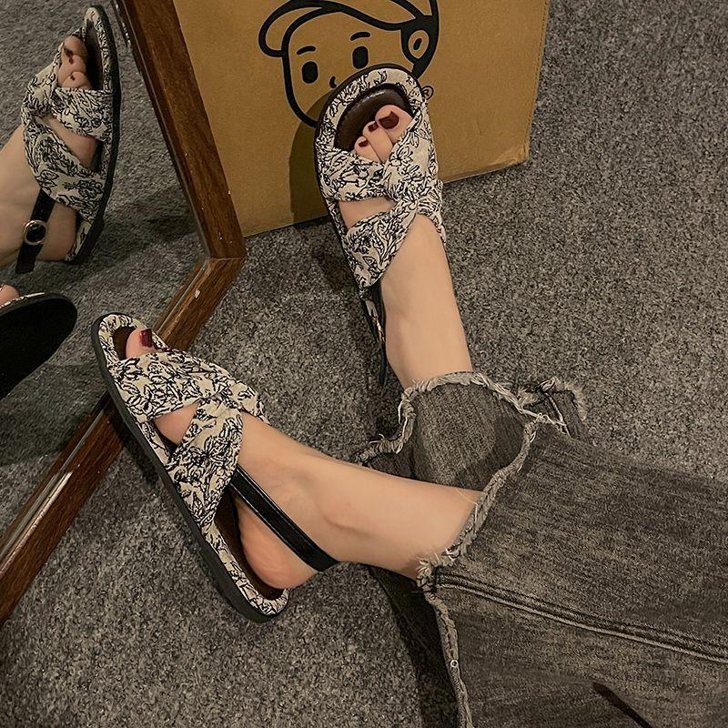 Flat Rubber Open Toe Roman Style Beach Sandals for Women New Breathable Fashion 2025 Luxury The Best Summer Woman Shoes On Sale