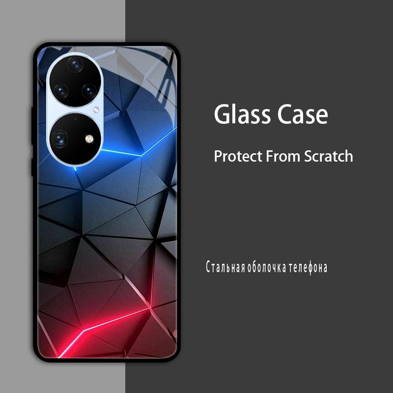 For Huawei P50 Pro Case P50E P 50 Luxury Tempered Glass Phone Case For Huawei P50 E Back Cover Fashion Protective Coque P50Pro