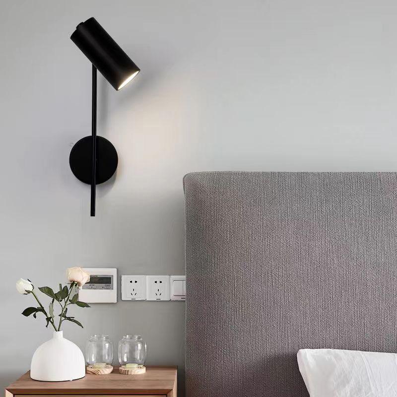 Rotatable Hotel Bedroom Wall Lamp Iron Frame Plastic Shade E27 LED Reading Light with Switch Modern Home Decoration Sconce Light