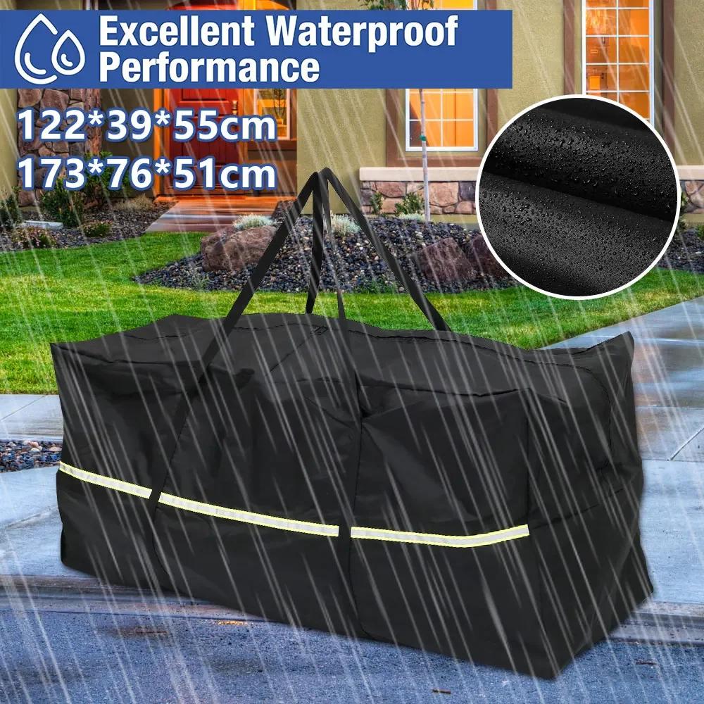 1/2Pcs Waterproof Storage Bag Large Capacity Dustproof Furniture Organizer 210D Oxford Fabric Garden Cushion Zipper Cover Bags