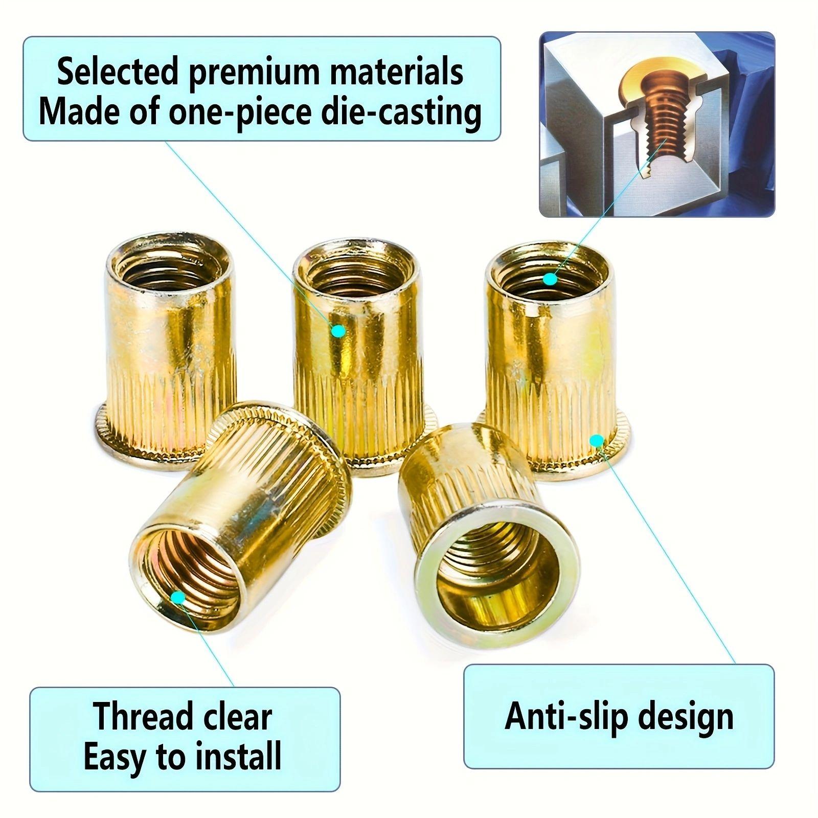 

Гайки-заклепки M3/M4/M5/M6/M8, Оцинкованная обработка поверхности, Углеродистая сталь, Гайка-заклепка с плоской головкой, Резьбовая вставная гайка M5 200pc