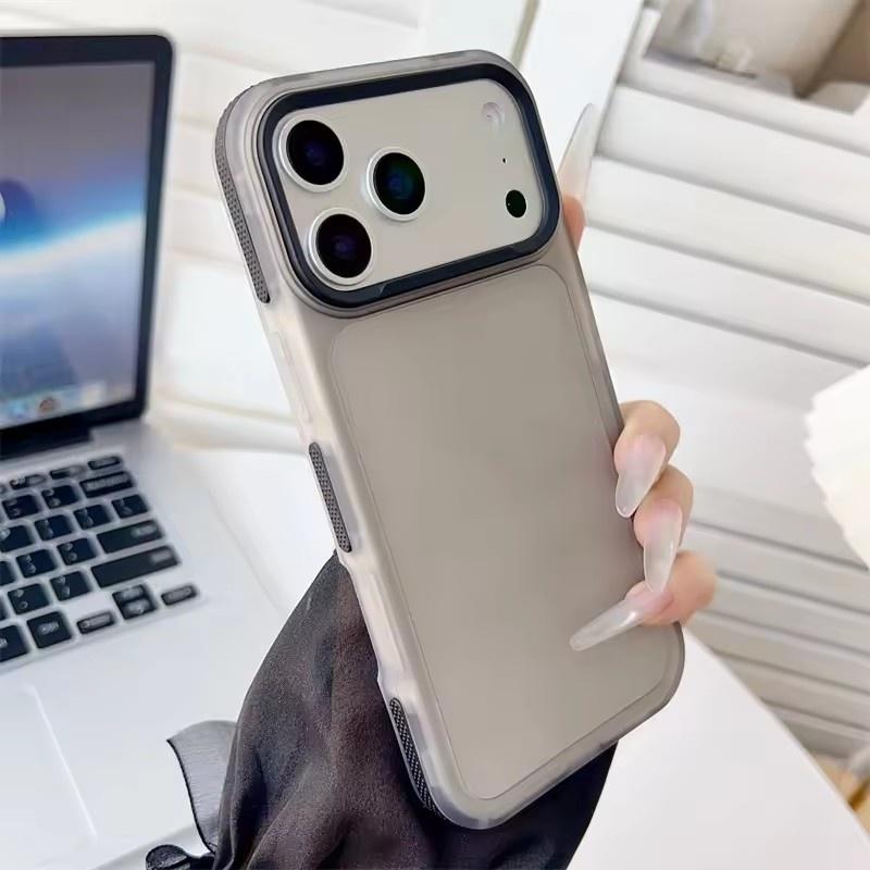 

Роскошный матовый полупрозрачный чехол для телефона для iPhone 17 Air 16 E 15 14 Plus 13 12 11 Pro Max Ударопрочный противоскользящий матовый бронированный чехол iPhone 17 Pro Max чёрный