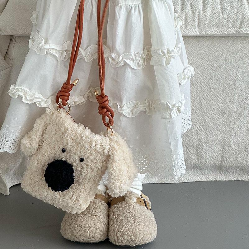 Cute Plush Puppy Crossbody Bags Soft Kawaii Pup Plushie Shoulder Bags Couple Gifts Versatile Fashion Bags for Women Child Gifts