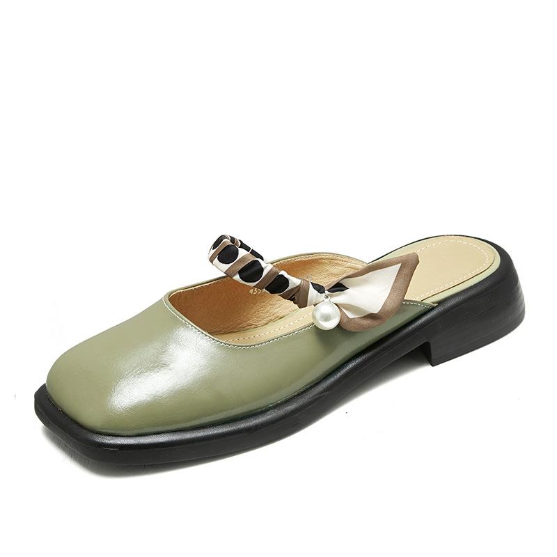 

Туфли Мэри Джейн с открытой спиной на платформе для женщин Модельные туфли Низкие каблуки Мюли на массивном блочном каблуке Шлепанцы с закрытым носком Женские сандалии без шнуровки с квадратным носком 40 зелёный