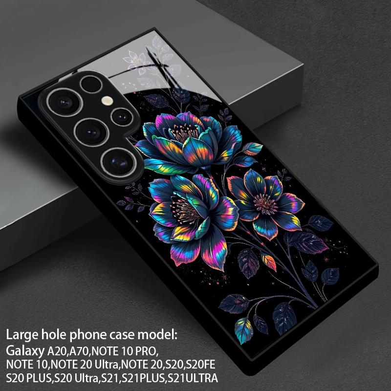 Holographic Lotus Pattern 2D Phone Case for Samsung S26 S25 S24 S23 S22 S21 S20 A56 A36 A16 - Glass Protective Cover