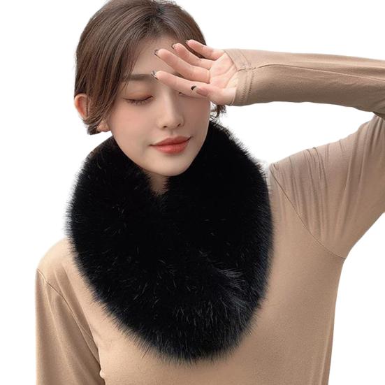 Culoare Solidă Lată Caldă Clip Cataramă Eșarfă Femei Iarnă Blană Faux Gât