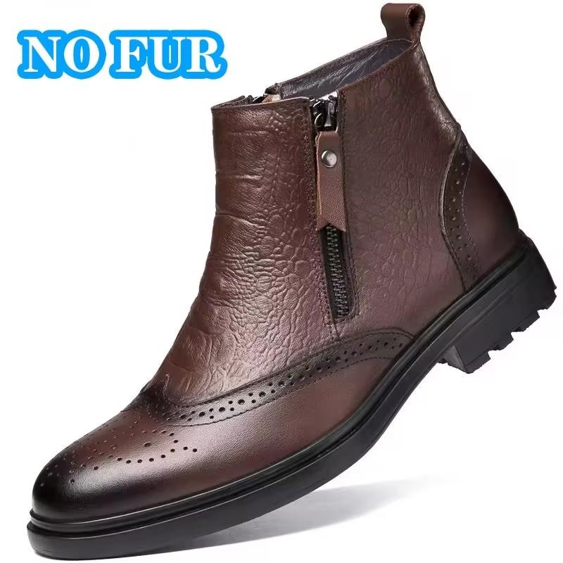 

Fashion New Man Winter Plush Snow Boots Fashion Men Casual Low Top Men s Shoes All-match Genuine Leather Men Side Zipper Ankle Boots 47