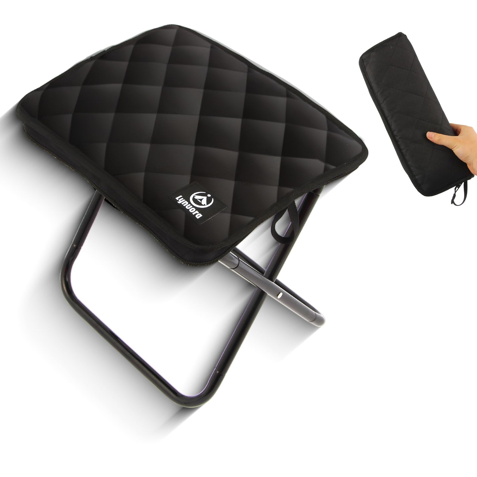 Lynvora Folding Chair, Black, Portable Stool