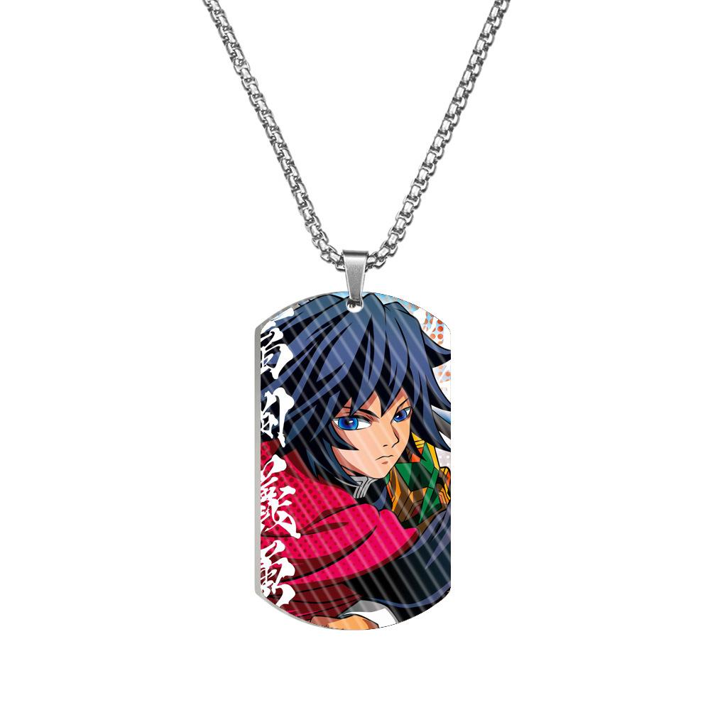Demon Slayer Kimetsu No Yaiba Tanjiro Nezuko Stainless Steel Color Printed Dog Tag Necklace Anime Cosplay Accessory Gift For