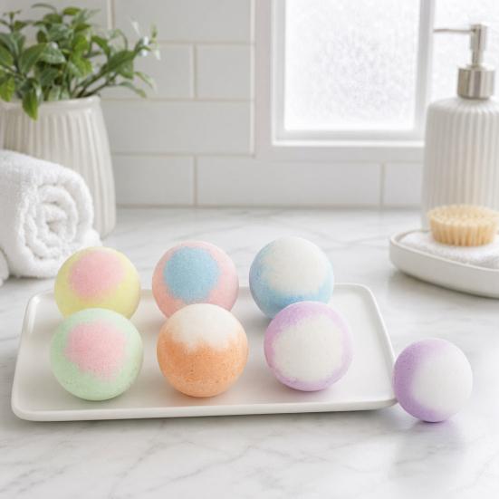 6Pcs Salt Bath Bombs with Toy Inside, Handmade Plants Extract Essential Oils Fizzies Balls, Dry Skin Moisturizing Shower Ball, Gift for Kids