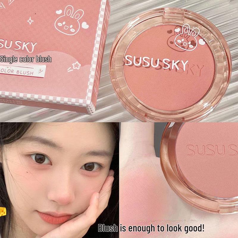 SUSUSKY Rabbit Pu Pu Blush: Purple, Blue, Peach Matte, Nude Dual Blush, Highlight & Contour.
