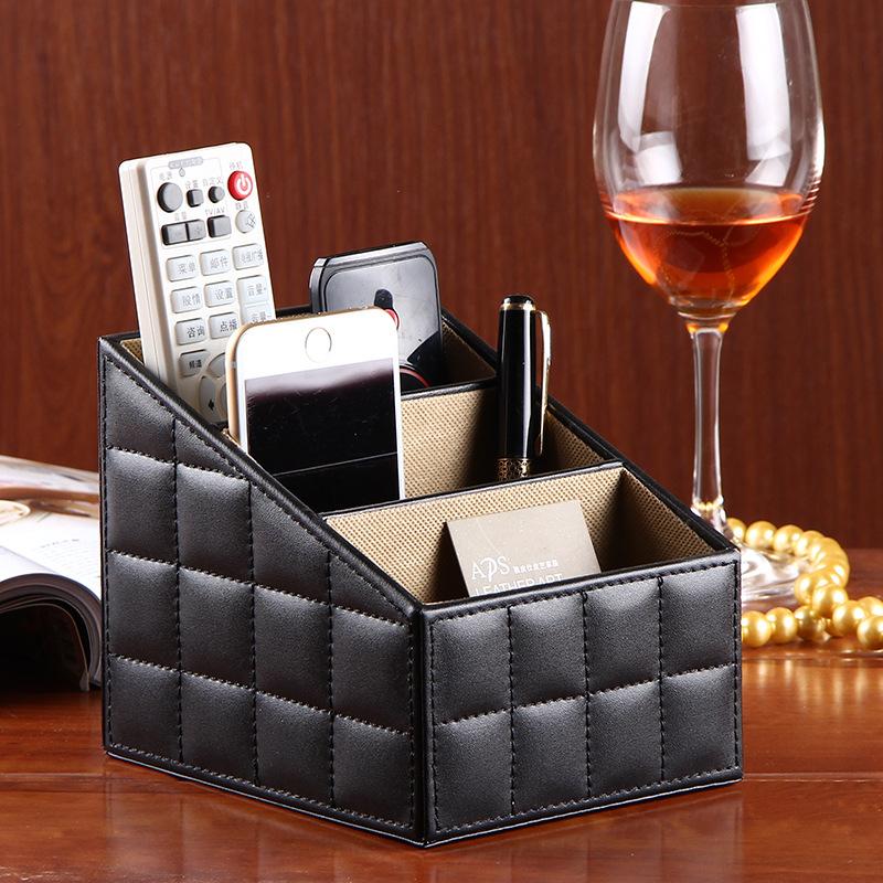 Creative Desktop Leather Storage Box Remote Control Storage Box Home Storage Supplies Organizer Suitable for Office