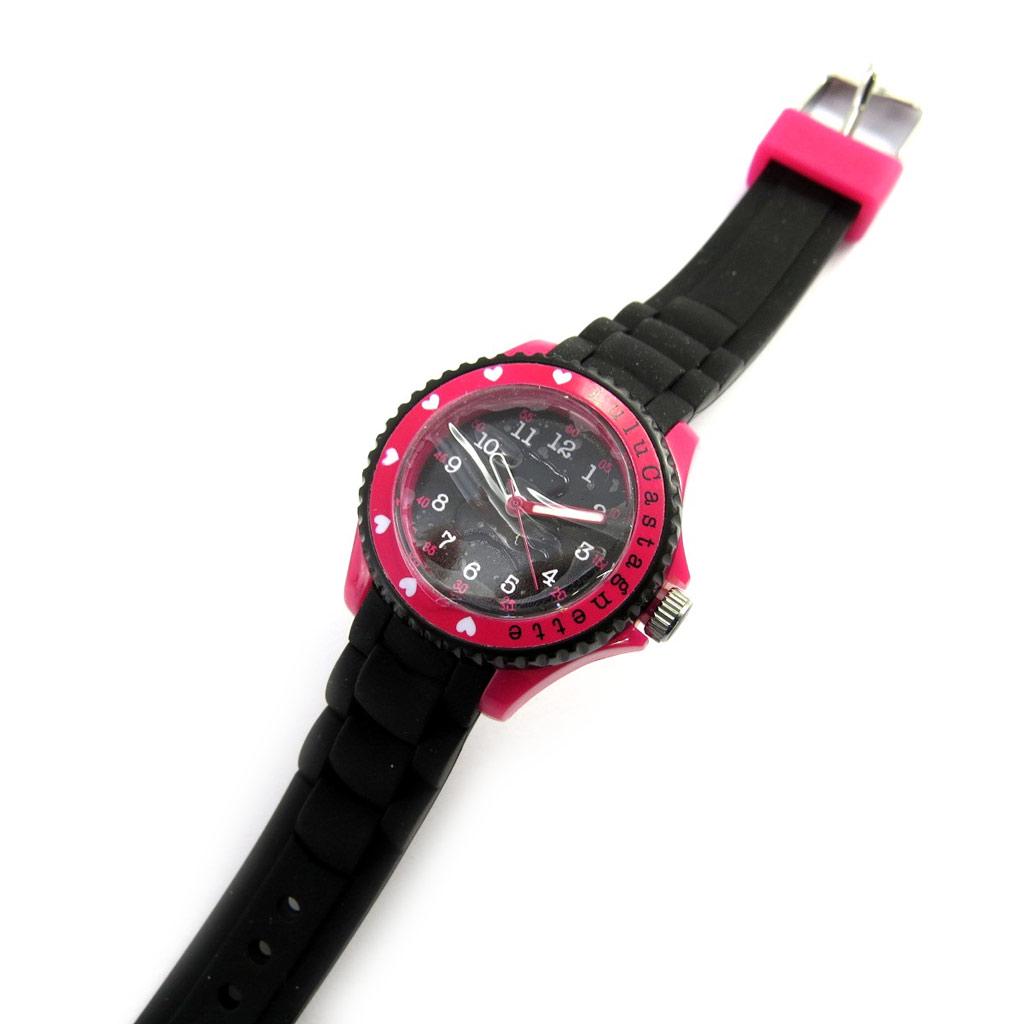LULU CASTAGNETTE [M1224] - Black Pink 'Lulu Castagnette' Silicone Watch
