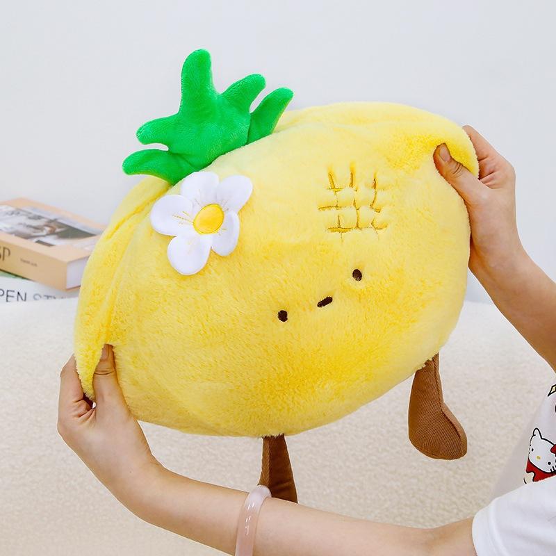 Fruit Dumpling Throw Pillow Cute Soft Pineapple Strawberry Apple Coconut Plush Toy Home Pillow