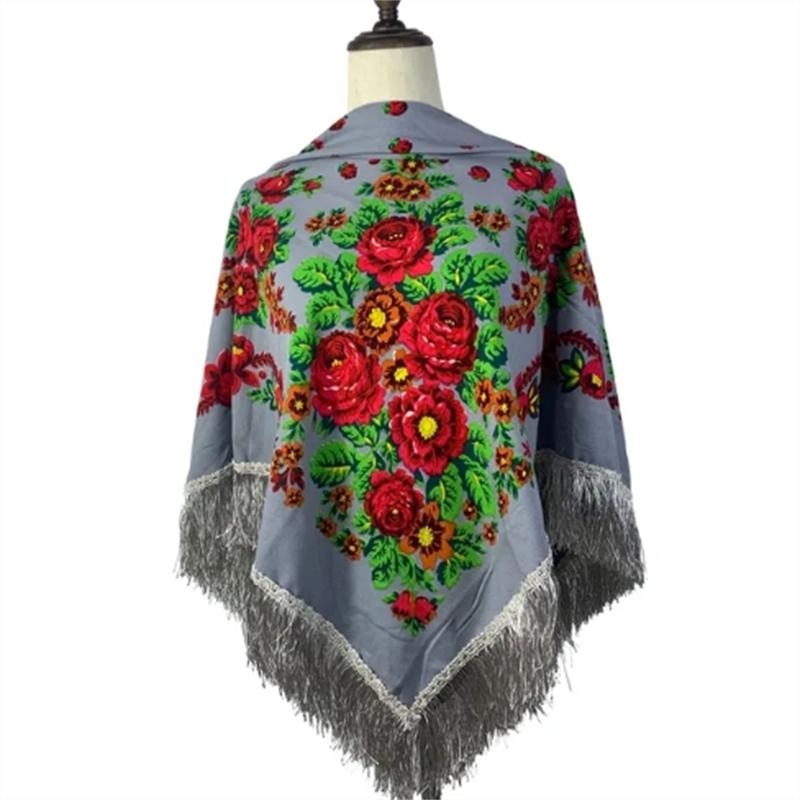 

115*115см Женский русский национальный платок квадратный носовой платок с цветочным принтом этническая шаль женская повязка на голову бандана бабушкин платок