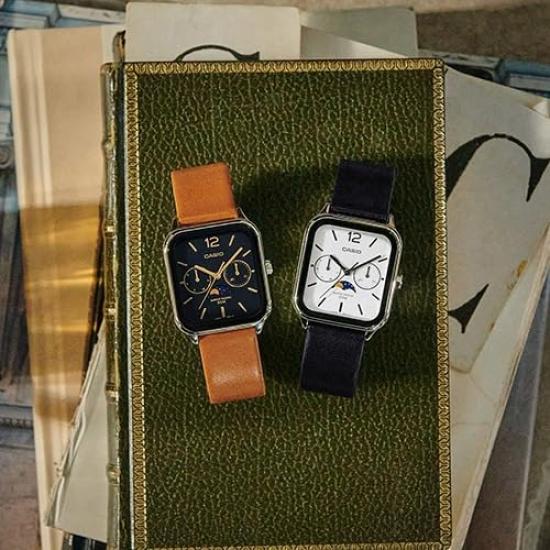 Casio Collection Watch with Moon Phase Function, MTP-M305L-7AJF, Men's, White/Black