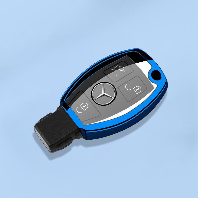 Mercedes-Benz GLA230 Key Case (2015-2019) Full Coverage Blue Protective Shell with Chain