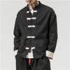 Kragenschnallenjacke Orientalisches Kung-Fu-Hemd aus Baumwolle für Herren, Freizeithemd, Stehkragen, Langarmshirts, traditioneller chinesischer Retro-Mantel