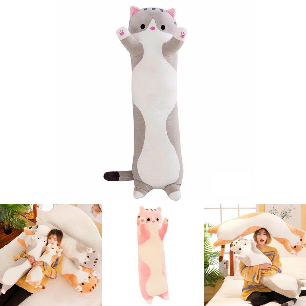 Adorable Long Cat Plush Toy Soft Stuffed Kitten Pillow Perfect For Kids Sleeping Comfort