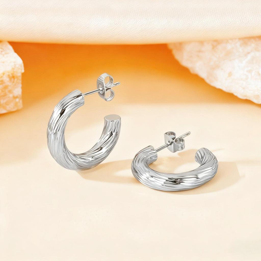 2025 Trendy Large Titanium Steel Hoop Earrings for Women - Exaggerated, High-End, Colorfast Design