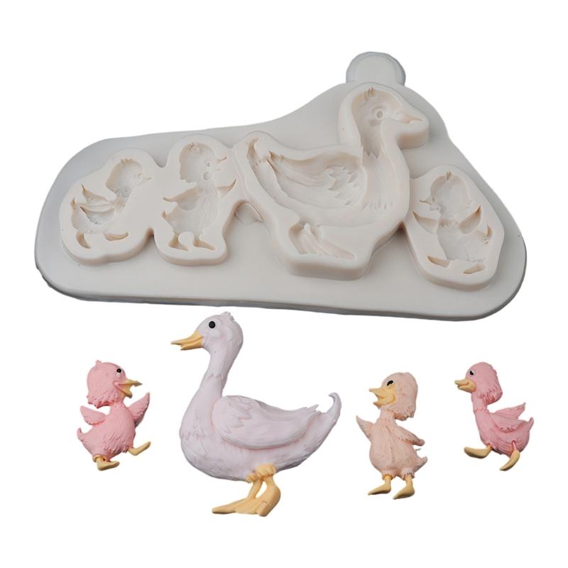 Create 4 Duck Figures at Once with a Flexible Fondant Casting Molds for Cake Decorations, Chocolate, Candy, and Crafts