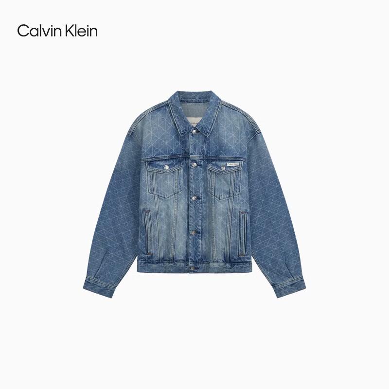 Calvin Klein Men's Signature Print Cotton Denim Jacket 4RH760G