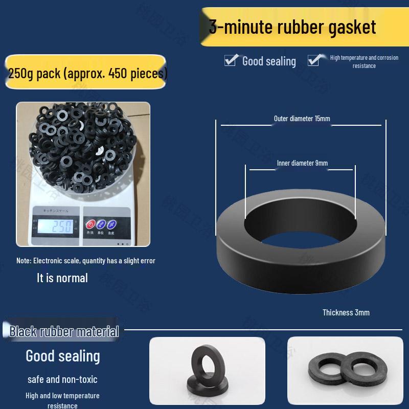 Waterproof Rubber Gasket Pad for Shower Hose & Water Meter - Fits 3/8", 1/2", 3/4", 1" Size Washers