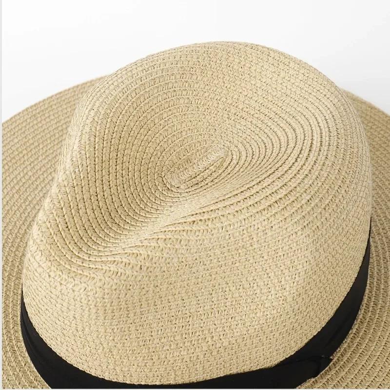Taglia Larga XL 61-64 cm Cappelli Panama Uomo Donna Spiaggia Cappello di Paglia a Tesa Larga Cappello Estivo da Sole da Donna Taglia Larga Cappello Fedora 55-57 cm 58-60 cm