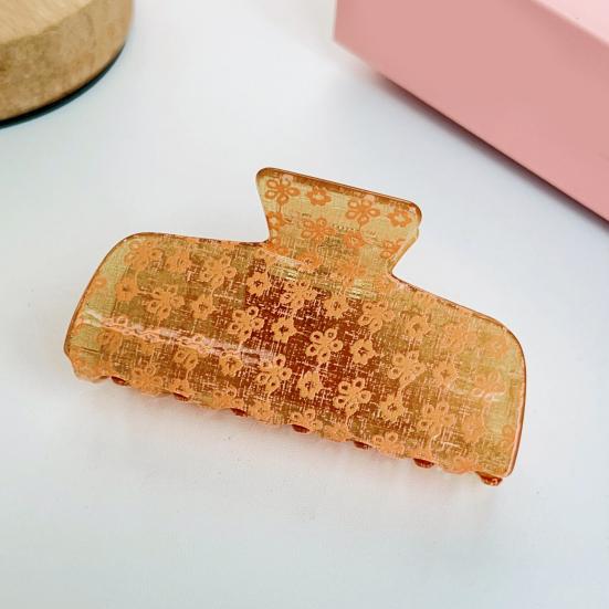 Hair Claw for Women, Floral Print Hair Clip, Transparent Shark Hair Claw, Versatile Hair Accessory for Long Short Hair Daily Use