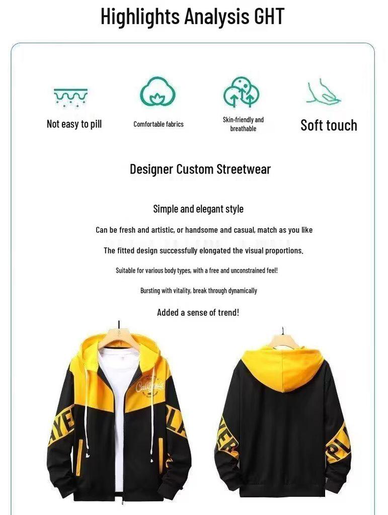 Men's Trendy Hooded Fleece Sweatshirt & Casual Baseball Uniform Two-Piece Set for Autumn/Winter Teens