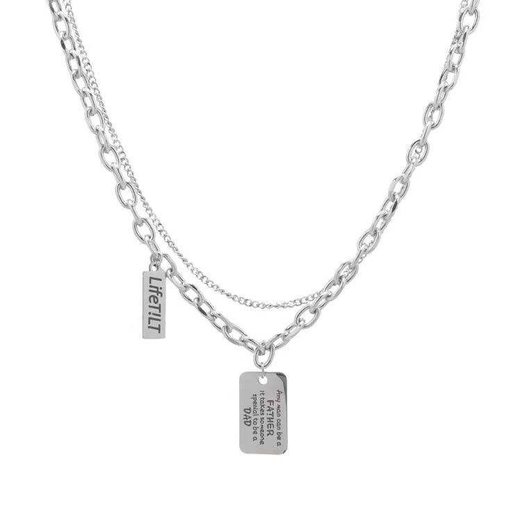 Trendy brand necklace female ins style hip hop Korean version sweater male Harajuku niche design pendant personalized cool multi-layer jewelry