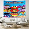 Sesame Street Print Tapestry, Backdrop, Easy Setup, Ideal for Bedroom, Office & Living Room, with Aesthetic Wall Hanging Decor.