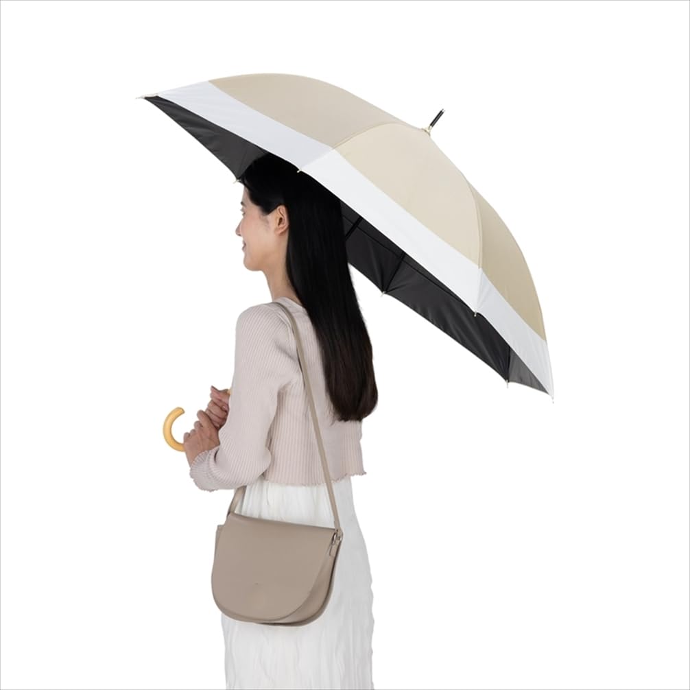 Ogawa Helt UV Varme Vann For Både Sol og Regn En Familie Cynthia 54612 Dame Paraply, Beige, Off-White, Blackout, 99,9% Beskyttelse,