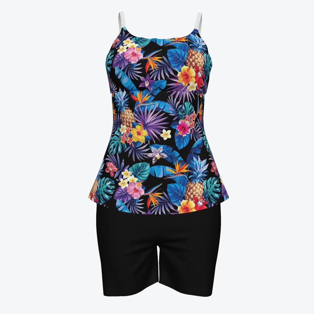 Women's 3D Print Strappy Tank & Shorts Swimsuit Set