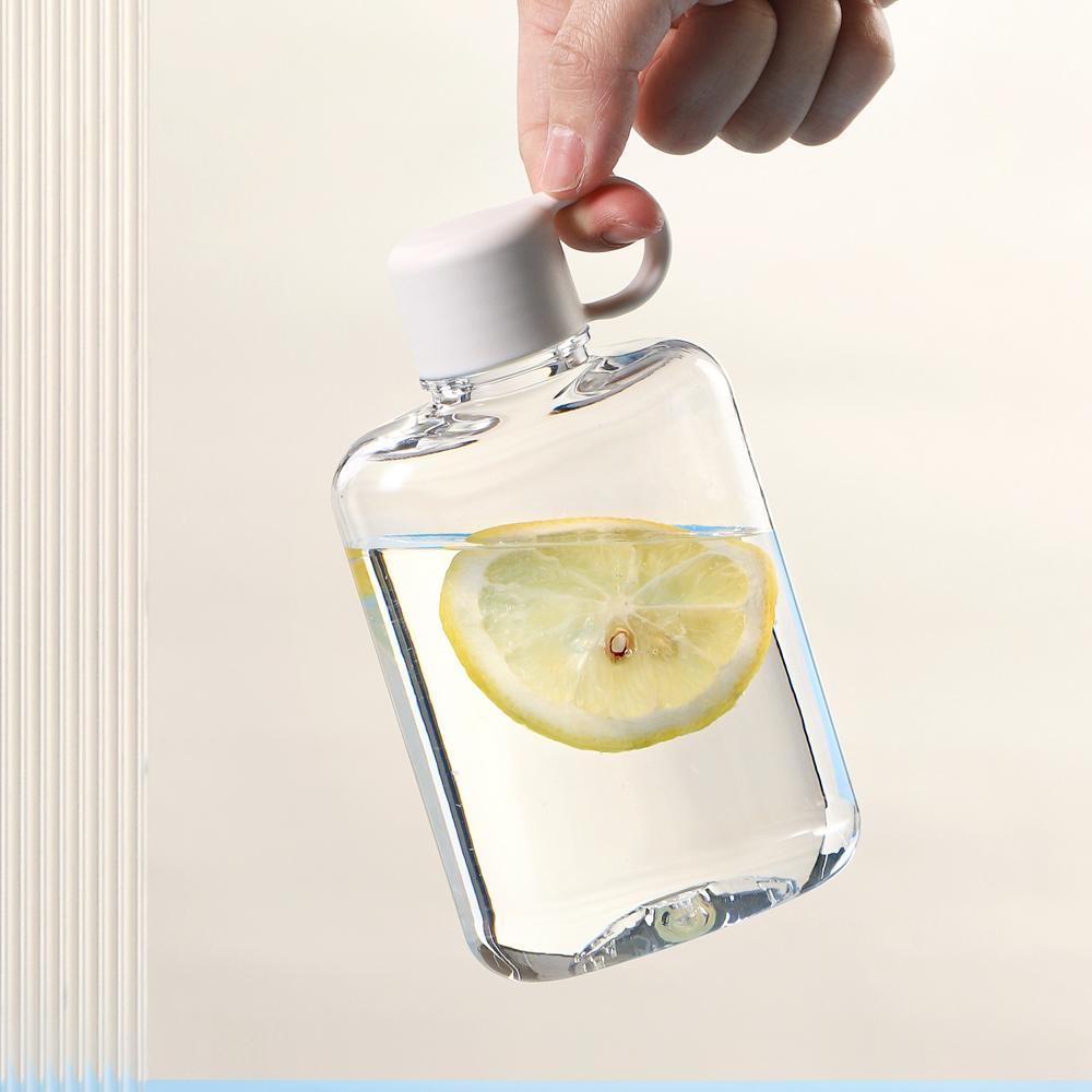 360ML Creative Flat Water Bottle Plastic Travel Bicycle Drinking Juice Reusable Portable Bottles BPA Free Sports Drink Bottle