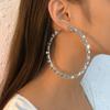 European American Style Exaggerated Big Hoop Earrings Full Rhinestone Shiny Personality Slim Elegant Minimalist Ear Jewelry
