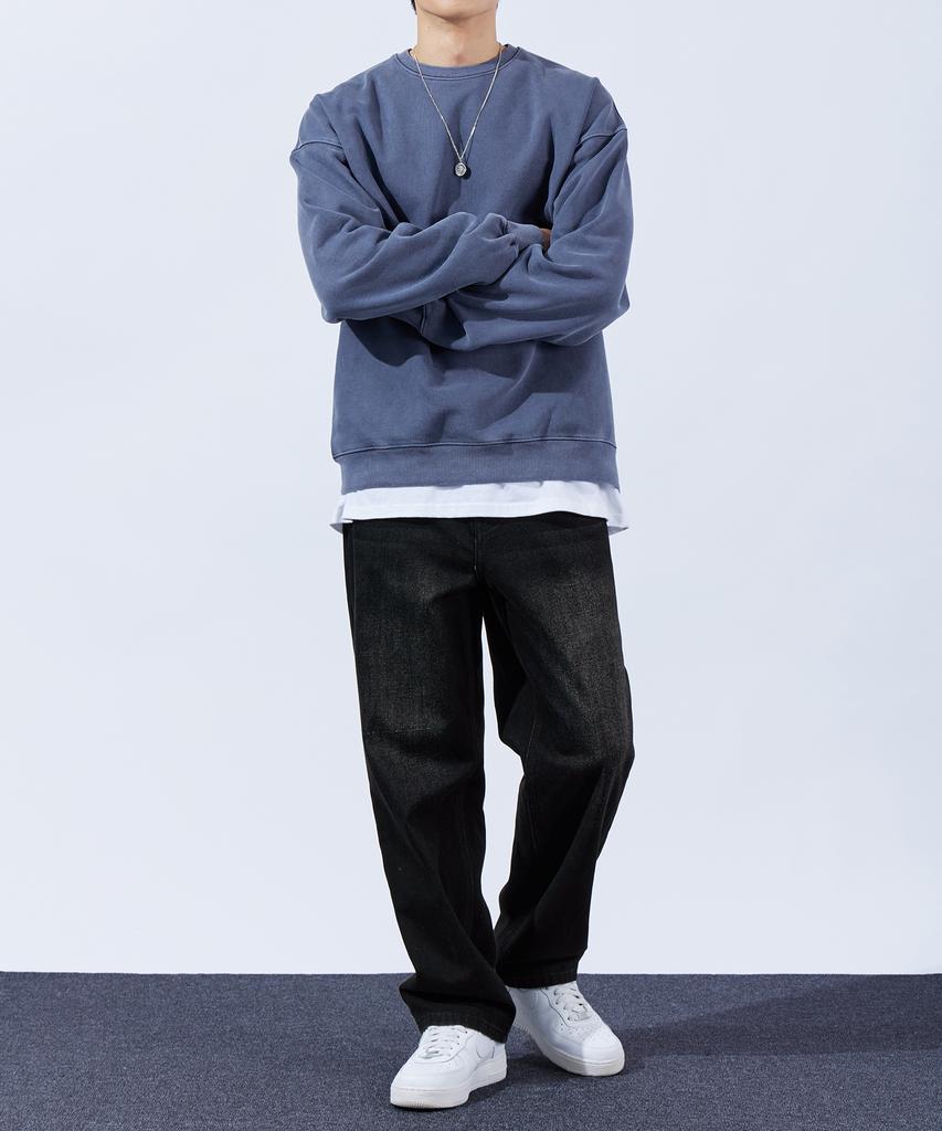 TOPBOY Heavy Duty Pigment Oversized Sweatshirt Stone Navy