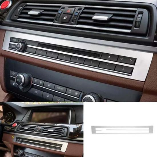 Silver 2011-17 Cover Trim Titanium For BMW 5 Series Console Volume Button Panel