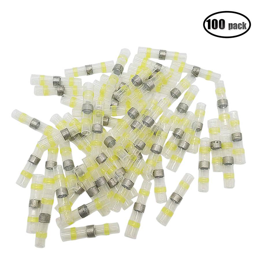 

Yellow 100PCS Waterproof Solder Sleeve Heat Shrink Tube Terminal Connector 12-10AW