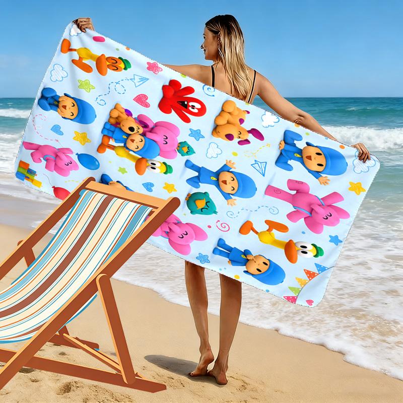 Pocoyo Cartoon Print Beach Towel, Large Soft Quick Dry Towel for Beach Camping Swimming