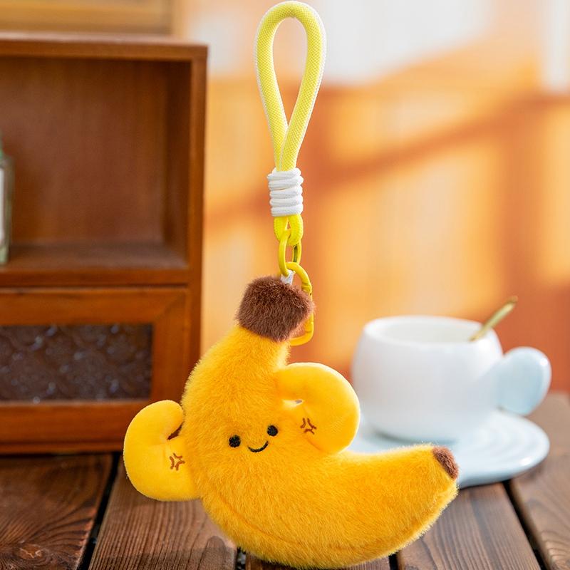 12cm Schattige Fruit Kleine Hanger Gevuld Citroen Banaan Peer Avocado Pluche Speelgoed Auto Sleutelhanger Rugzak Bedeltje 12cm