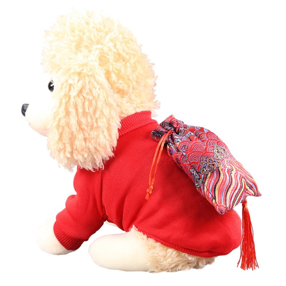 New Year's Dog Cat Pet Supplies Autumn and Winter Sea Waves Tassel Sweater Fleece Cat Two-legged Dog Clothes