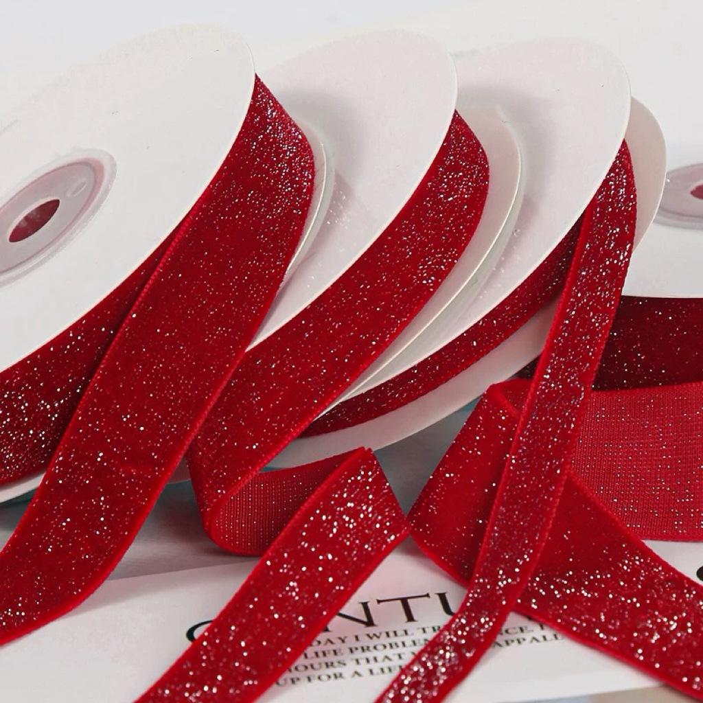 Nastro di Velluto di Seta Oro Rosso per Accessori per Capelli Fai da Te - Misure: 0.6CM, 1CM, 2CM, 2.5CM, 3.8CM