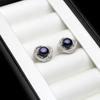 Real Natural Freshwater Gray Flat Pearl Earring For Women,Bridal 925 Sterling Silver Stud Earrings With Pearls Wife Mother Gift